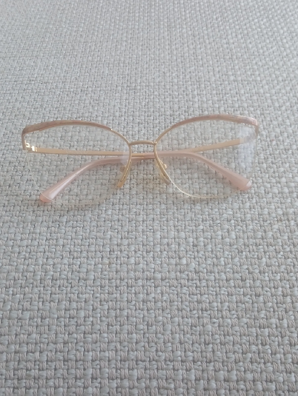 Vienna Prom Gold Frame Eyeglasses with Pink Temples